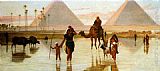 Frederick Goodall Arabs Crossing A Flooded Field By The Pyramids painting